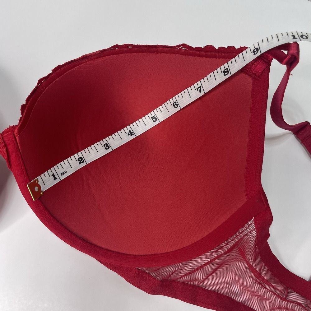 Victoria's Secret Bra 32DD Red Demi Padded Underwire Adjustable Clasp Back - Picture 8 of 12